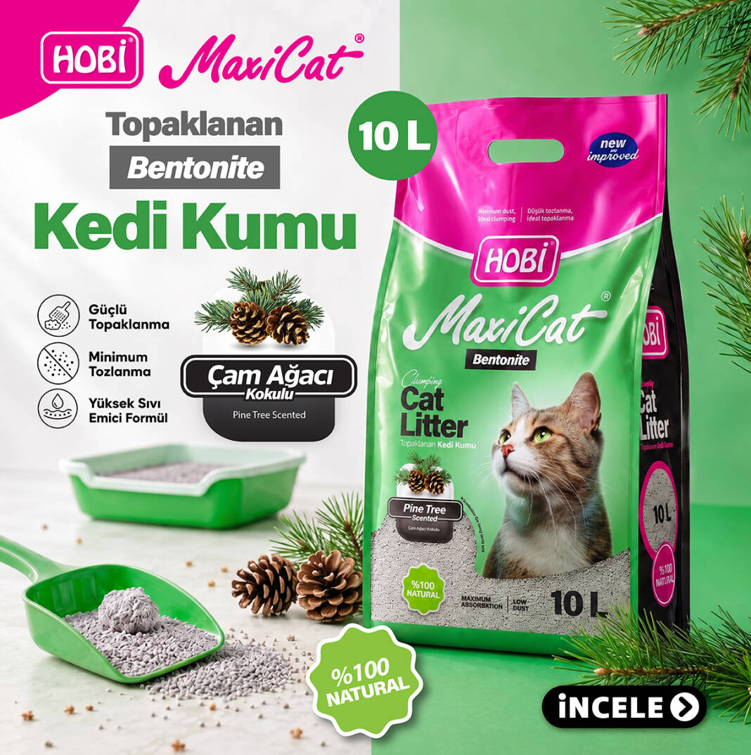 Hobi Maxicat Çam Kokulu Bentonit Kedi Kumu 10 Litre - 1