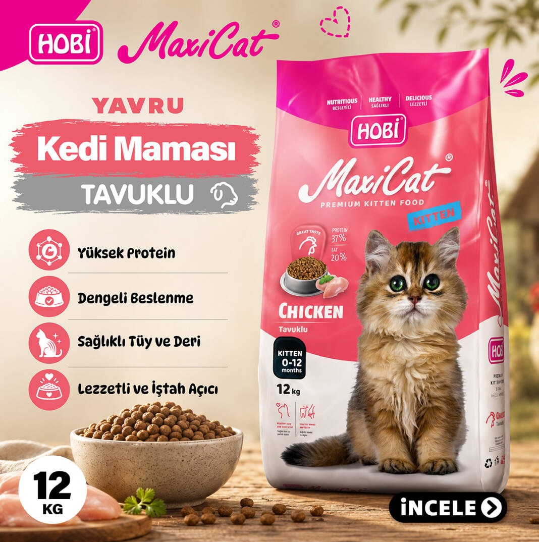 Hobi Maxicat Kitten Tavuklu Yavru Kedi Maması 12 kg - 1