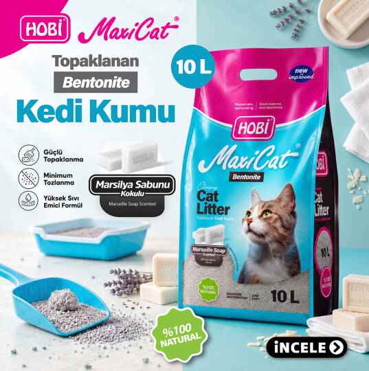 Hobi Maxicat Marsilya Sabunlu Bentonit Kedi Kumu 10 Litre
