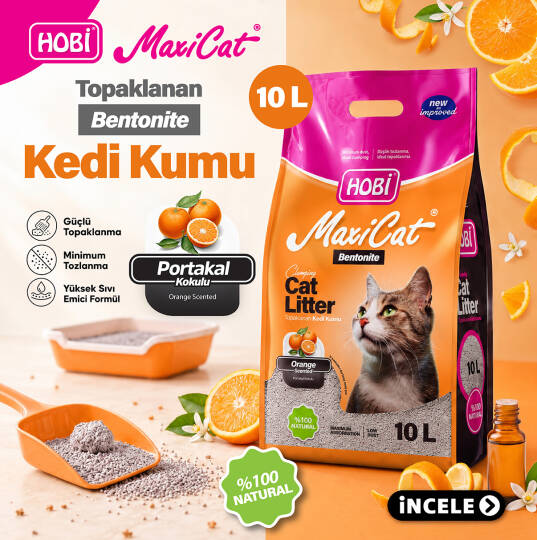 Hobi Maxicat Portakal Kokulu Bentonit Kedi Kumu 10 Litre
