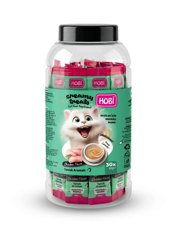 Hobi Tavuk Aromalı Krema Kedi Ödül Maması 14 gr x 30 Adet - 1