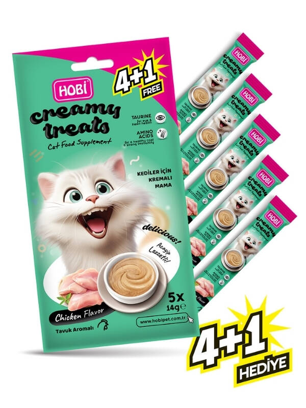 Hobi Tavuk Aromalı Krema Kedi Ödül Maması 14 gr x 5 Adet - 1