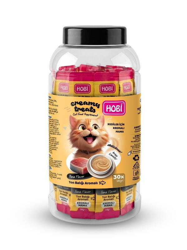 Hobi Ton Balığı Aromalı Krema Kedi Ödül Maması 14 gr x 30 Adet - 1