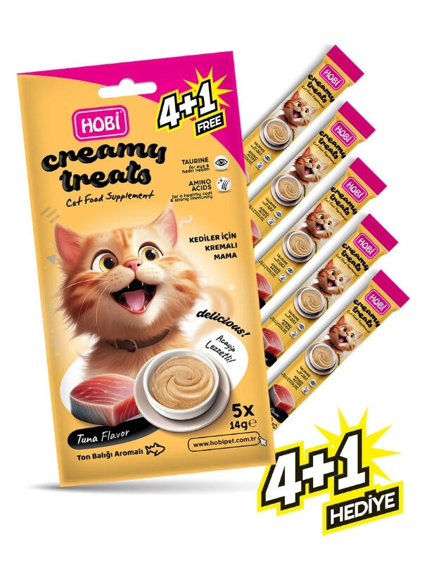 Hobi Ton Balığı Aromalı Krema Kedi Ödül Maması 14 gr x 5 Adet - 1