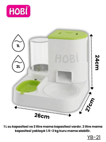 Hobi YB-21 İkisi Bir Arada Kedi & Köpek Mama-Su Kabı 1L + 2L