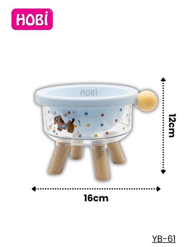 Hobi YB-61 Desenli Şeffaf Plastik Ayaklı Mama Kabı 16 cm - 1