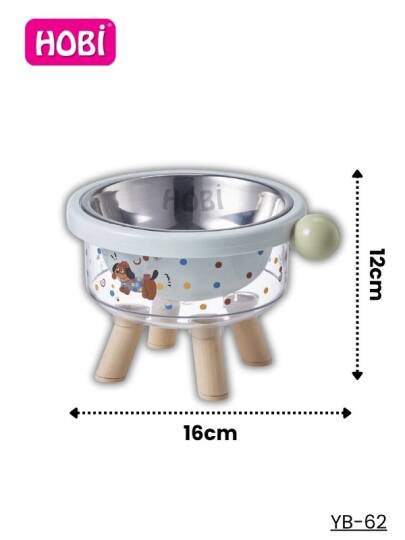 Hobi YB-62 Desenli Plastik Ayaklı Paslanmaz Çelik Mama Kabı 16 cm
