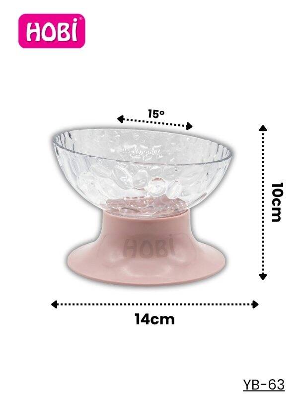 Hobi YB-63 15° Eğimli Plastik Standlı Şeffaf Mama Kabı 14 cm - 1