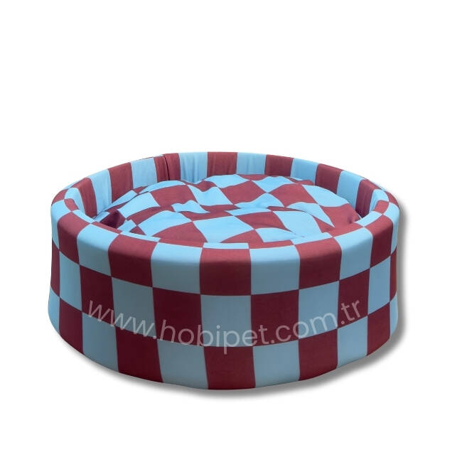 Hobi Yumuşak Süngerli Taraftar Kedi Yatağı - Mavi Bordo (45 Cm) - 1