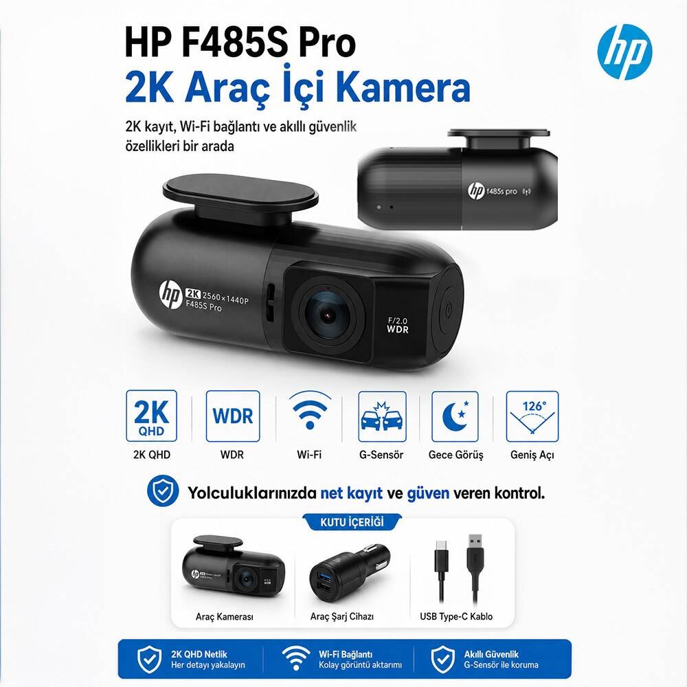 HP F485s Pro 2K Araç İçi Wi-fi Kamera - 7