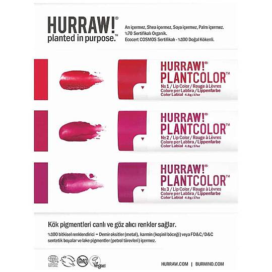 Hurraw Plantcolor Dudak Renklendirici No1 4.8 g - 7