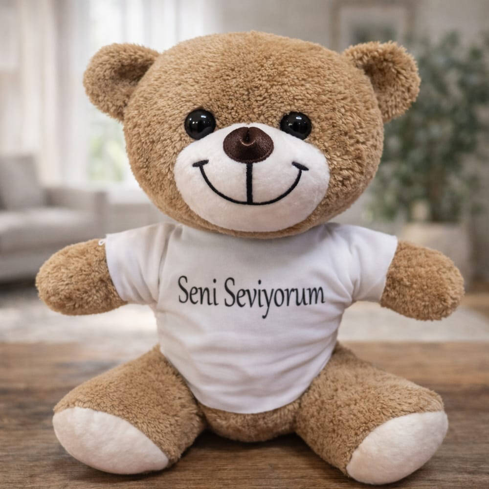 Kahverengi Seni Seviyorum Tişörtlü Ayı - 1