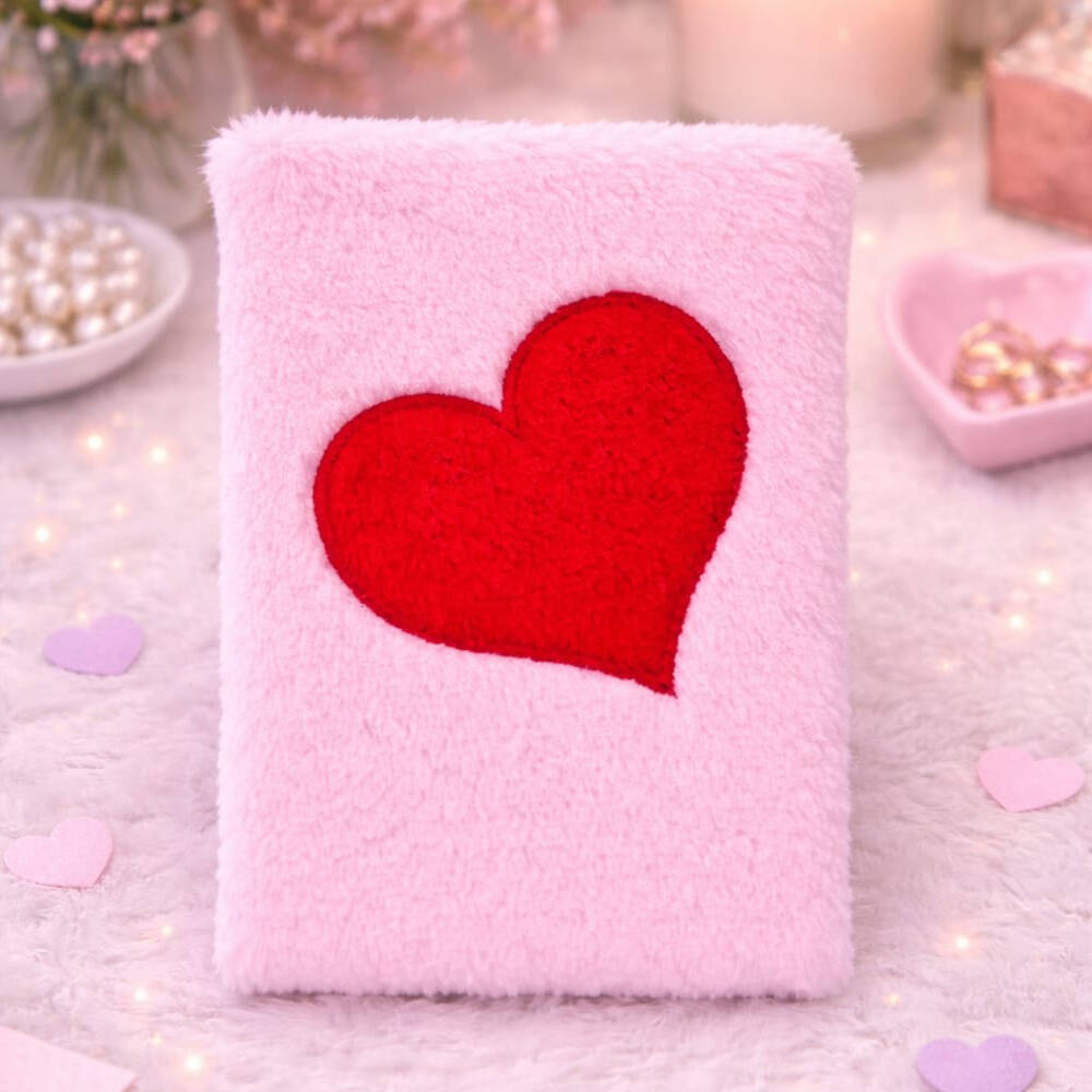 Kalpli Pembe Peluş Defter - 1
