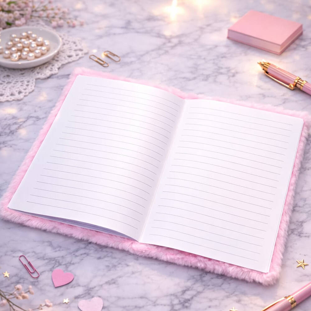 Kalpli Pembe Peluş Defter - 2