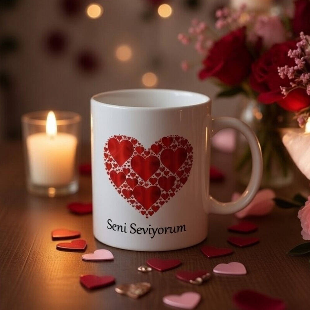 Kalpli Seni Seviyorum Baskılı Kupa Bardak - 1