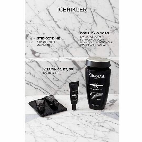Kerastase Densifique Homme Yoğunlaştırıcı Bakım Kürü 30x6 ml + Bain Densite Homme Şampuan 250 ml - 2