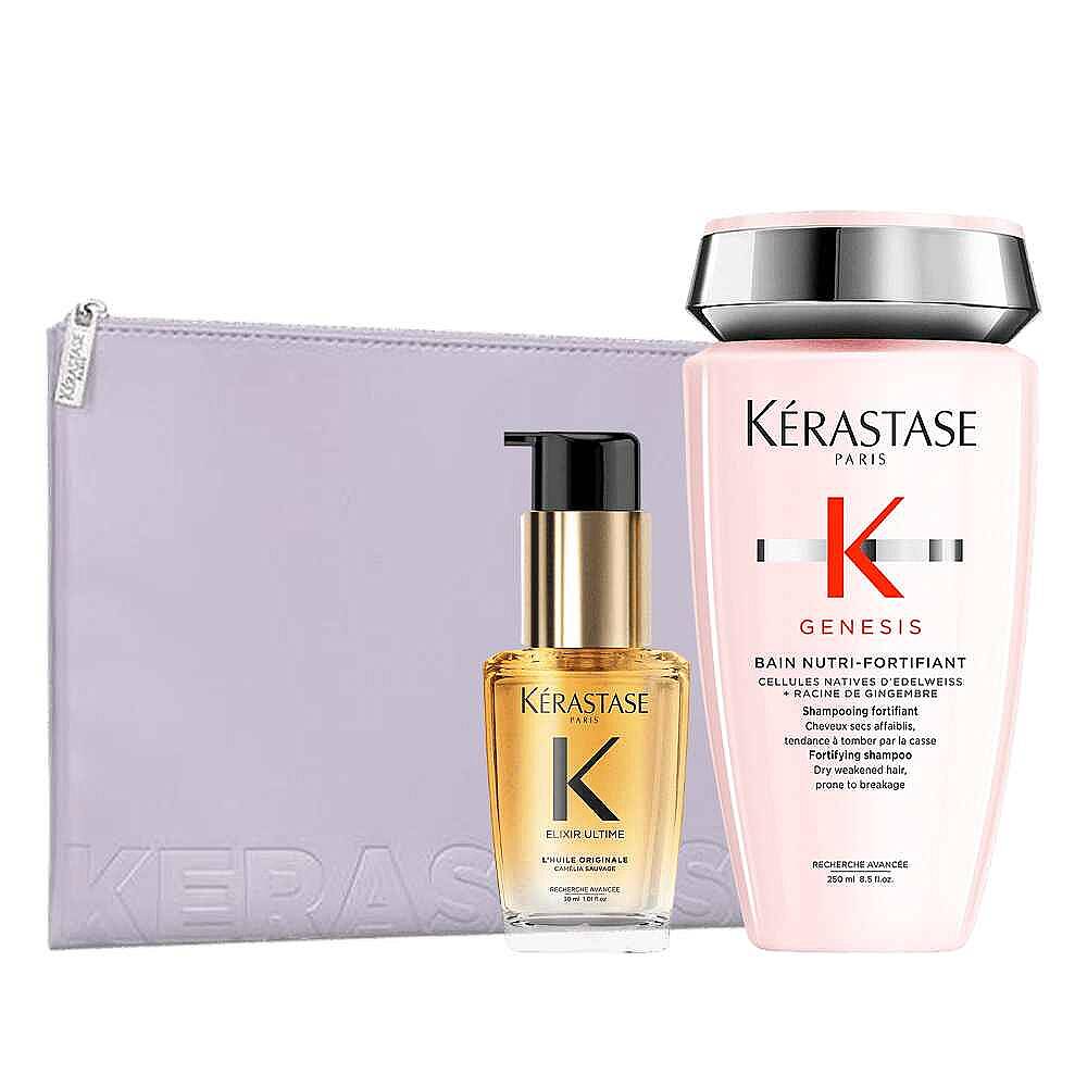 Kerastase Dökülme Karşıtı Besleyici Saç Bakım Seti ve Purple Flat Pouch - 1