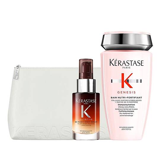 Kerastase Dökülme Karşıtı Güçlendirici Saç Bakım Seti ve Beyaz Düz Çanta
