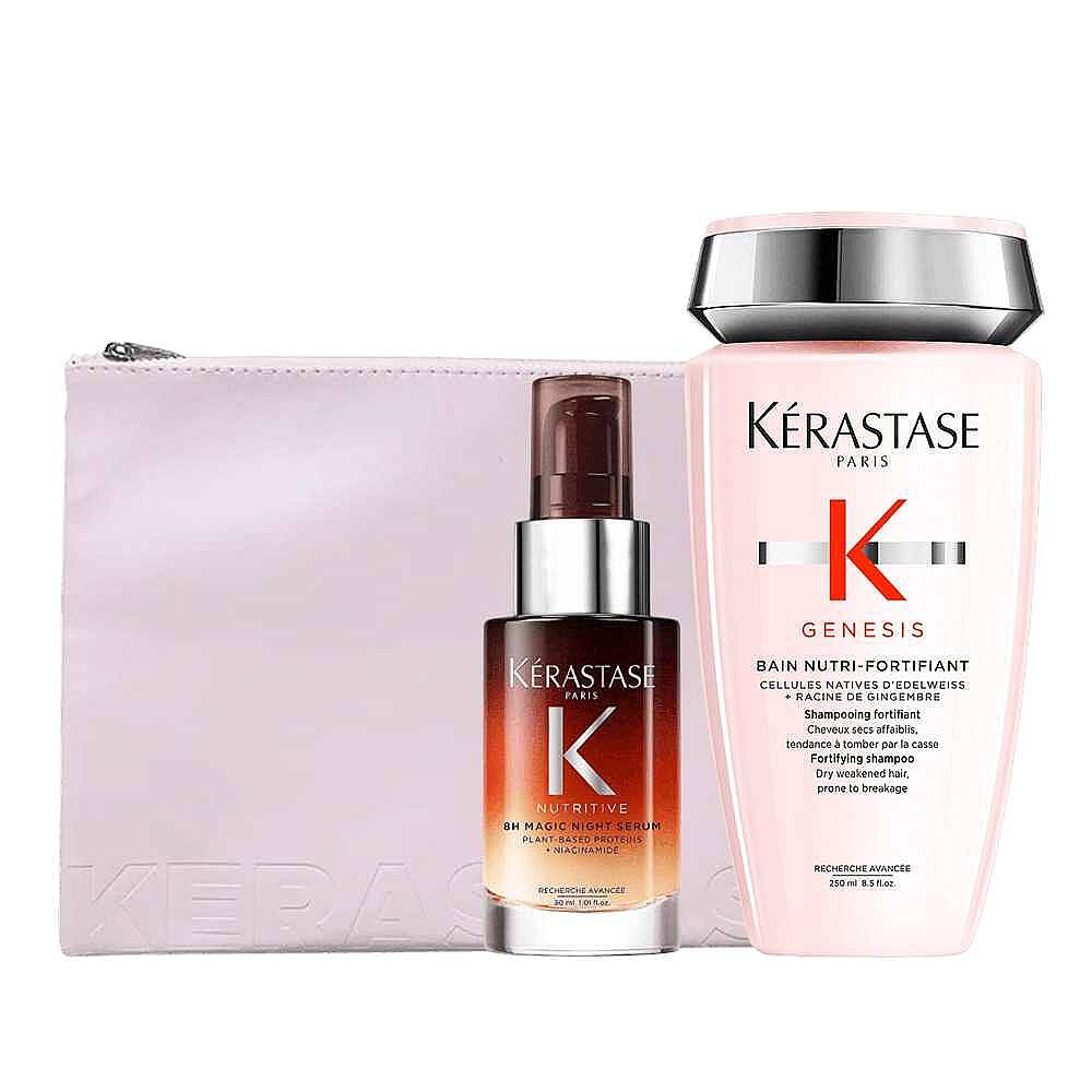 Kerastase Dökülme Karşıtı Güçlendirici Saç Bakım Seti ve Pink Flat Pouch - 1