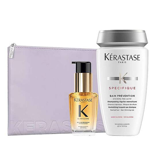 Kerastase Dökülme Karşıtı Saç Bakım Seti ve Purple Flat Pouch