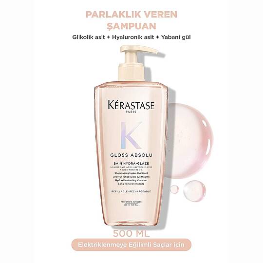 Kerastase Elektriklenmeye Eğilimli Saçlar İçin Parlaklık Veren Yeniden Doldurulabilir Şampuan Kiti - 3