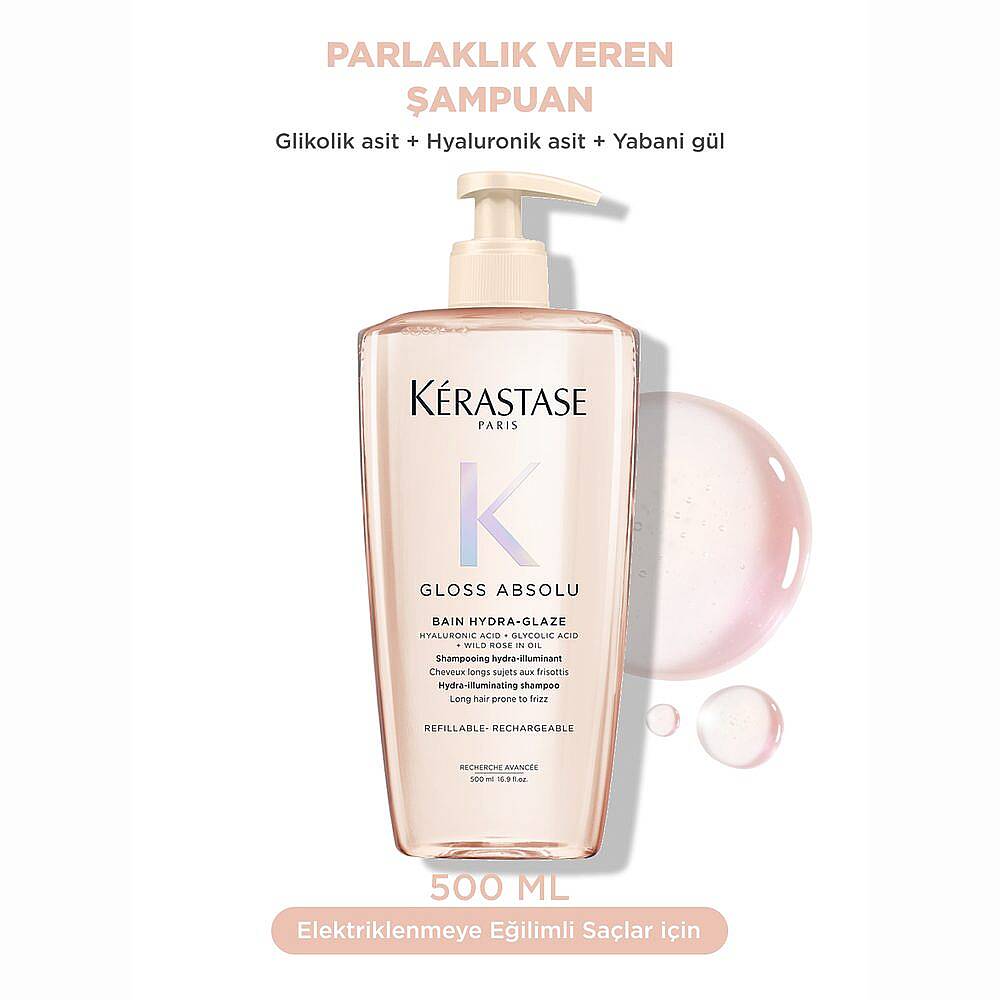 Kerastase Gloss Absolu Bain Hydra-Glaze Elektriklenmeye Eğilimli Saçlar İçin Parlaklık Veren Şampuan 500 ml - 4