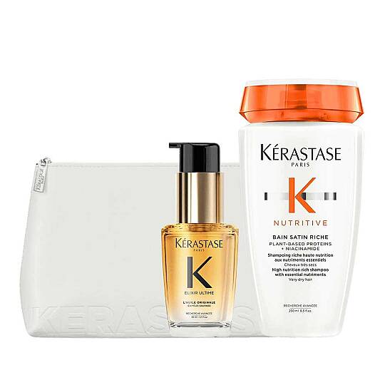 Kerastase Nemlendirici Bakım Seti ve Beyaz Düz Çanta