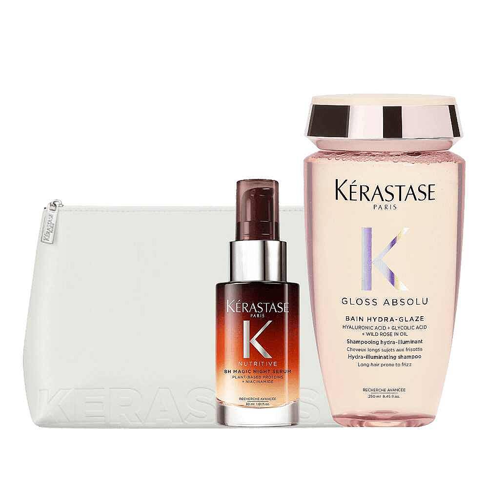 Kerastase Parlaklık Veren Besleyici Bakım Seti ve Beyaz Düz Çanta - 1