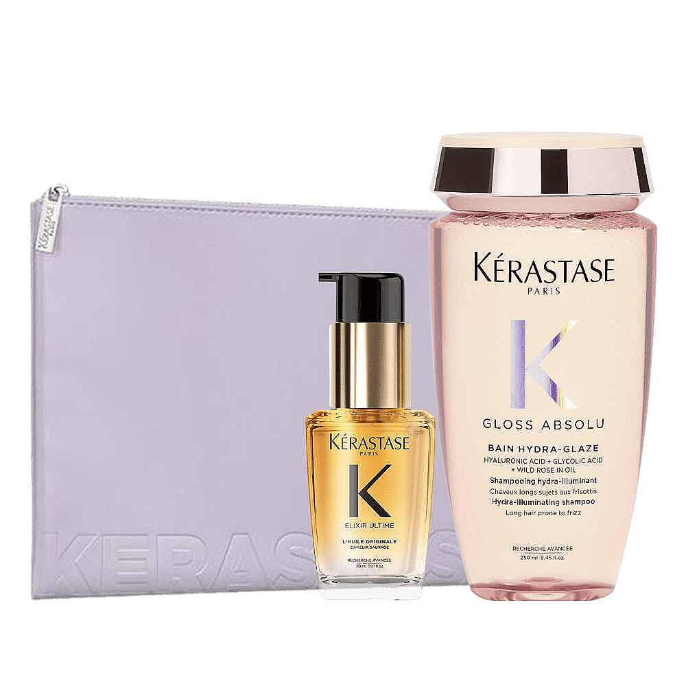 Kerastase Parlaklık Veren Saç Bakım Seti ve Purple Flat Pouch - 1