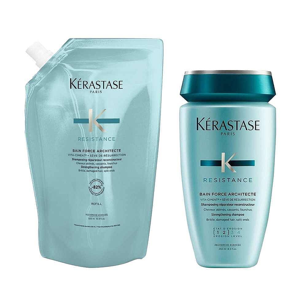 Kerastase Resistance Bain Force Architecte Yıpranmış Saçlar İçin Onarıcı Şampuan Seti - 1