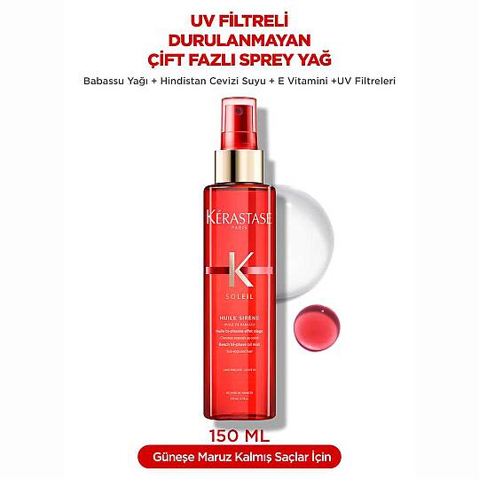 Kerastase Soleil Huile Sirene Bukle Belirginleştirici Durulanmayan Çift Fazlı Sprey Yağ 150 ml - 8