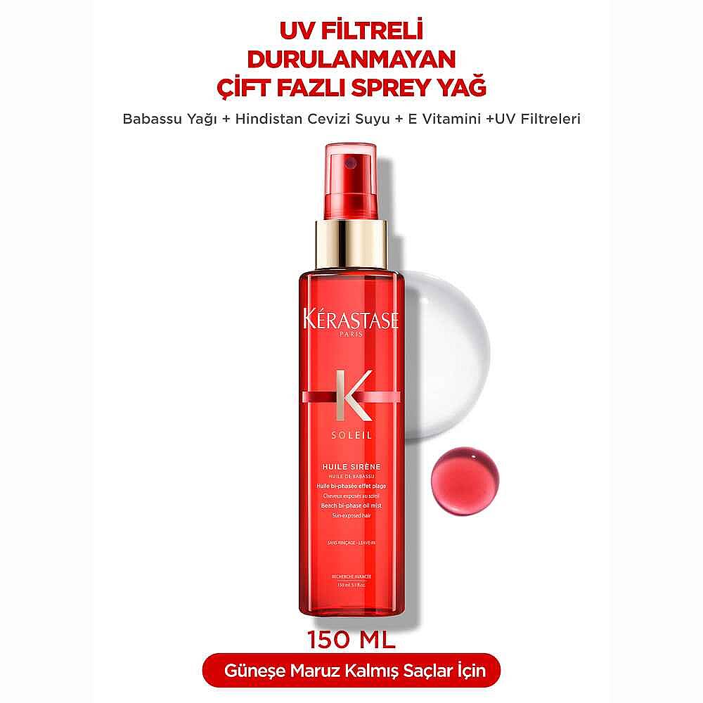 Kerastase Soleil Huile Sirene Bukle Belirginleştirici Durulanmayan Çift Fazlı Sprey Yağ 150 ml - 8