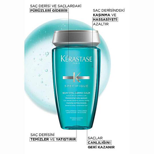 Kerastase Specifique Bain Vital Dermocalm Yağlı Saç Derisi için Hassasiyet Karşıtı Şampuan 250 ml - 7