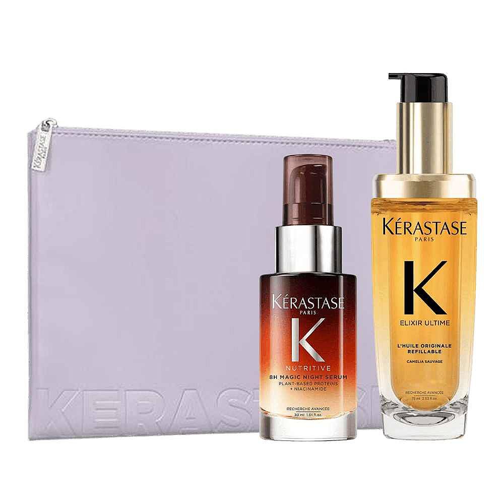Kerastase Yoğun Besleyici Saç Bakım Seti ve Purple Flat Pouch - 1