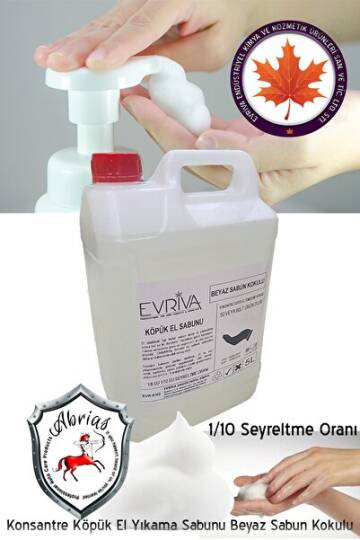 Köpük El Yıkama Sabunu Süper Konsantre 1/10 Seyreltme Beyaz Sabun Kokulu 5LT - 1