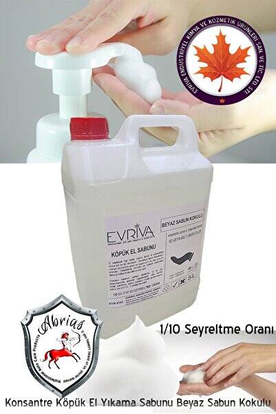 Köpük El Yıkama Sabunu Süper Konsantre 1/10 Seyreltme Beyaz Sabun Kokulu 5LT - 1