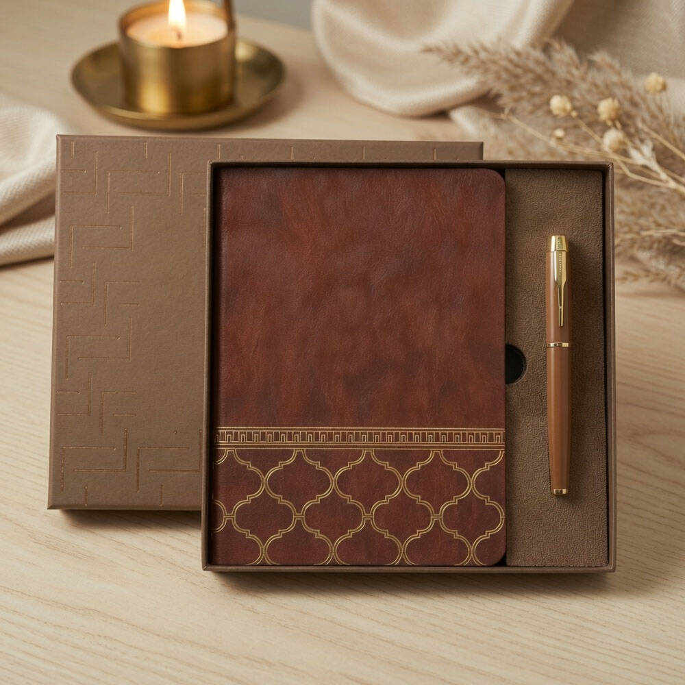 Kutulu Çizgili Lüks Defter Kalem Hediye Seti - 1