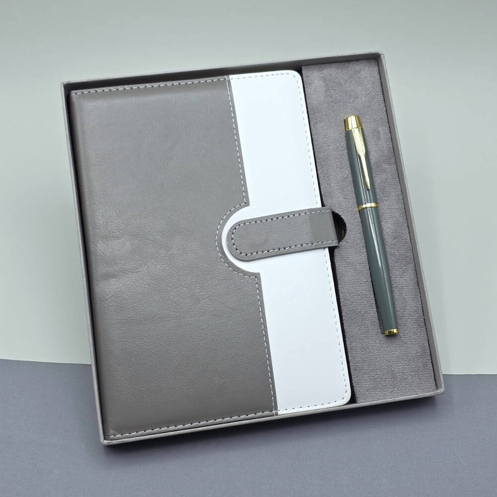 Kutulu Deri Defter Roller Kalem Set - 1