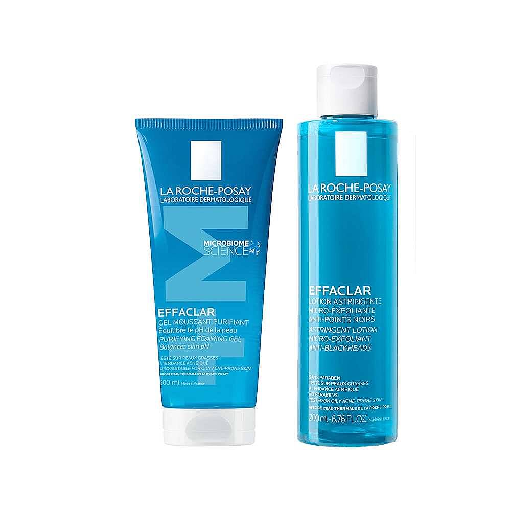 La Roche-Posay Effaclar Yüz Temizleme Jeli 200 ml + Gözenek Sıkılaştırma Etkili Tonik 200 ml - 1