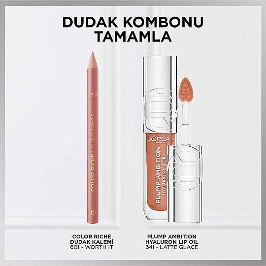 Loreal Paris Plump Ambition Hyaluron Lip Oil Besleyici ve Nemlendirici Dudak Parlatıcısı 641 Latte Glace - 2