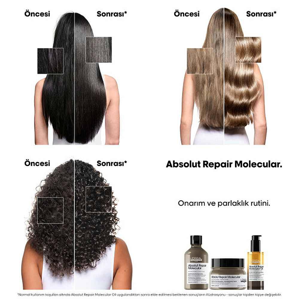 Loreal Professionnel Paris Serie Expert Absolut Repair Molecular Çift Fazlı Profesyonel Bakım Yağı 90 ml - 8