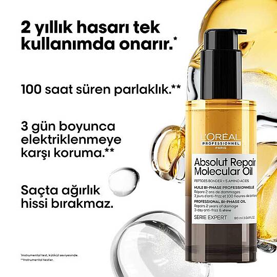 Loreal Professionnel Paris Serie Expert Absolut Repair Molecular Çift Fazlı Profesyonel Bakım Yağı 90 ml - 4