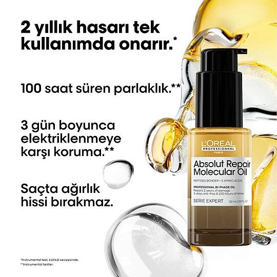 Loreal Professionnel Paris Serie Expert Absolut Repair Molecular Dual Oil Saç Bakım Yağı 30 ml - 7