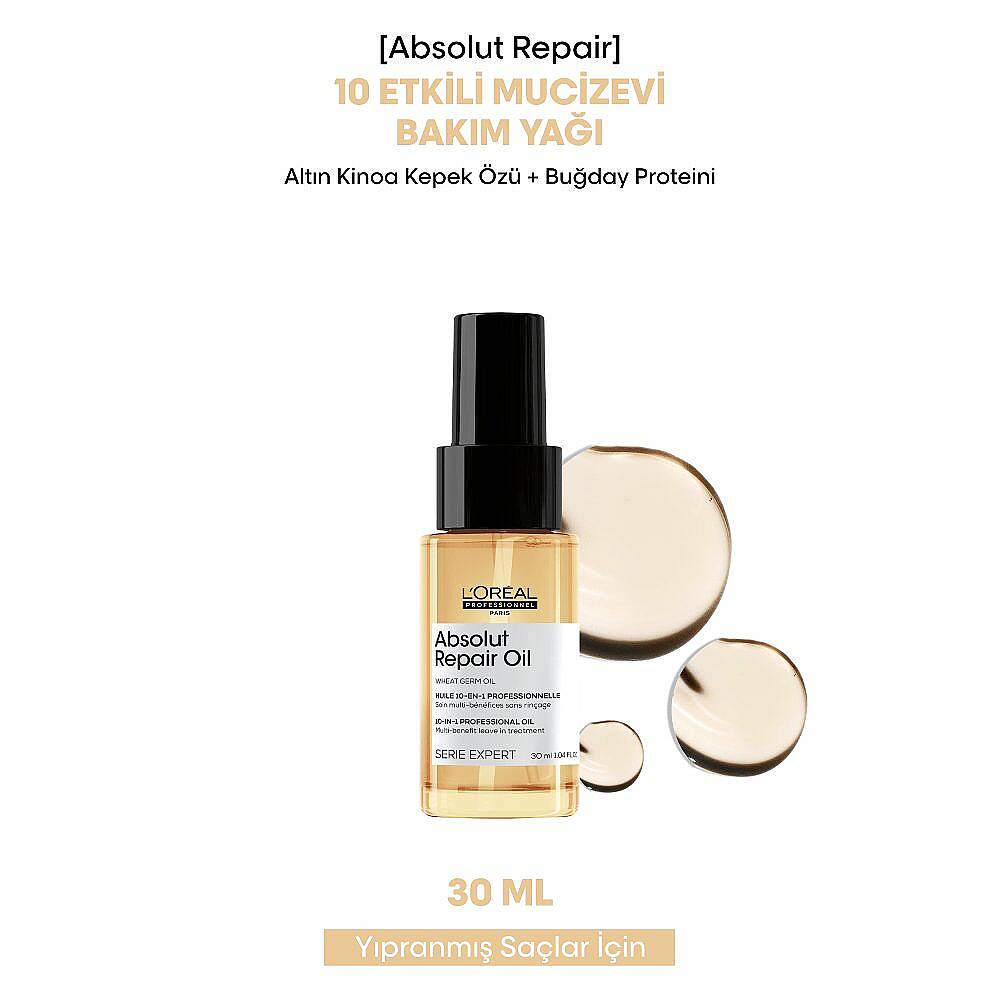 Loreal Professionnel Paris Serie Expert Absolut Repair Yıpranmış Saçlar için 10 Etkili Mucizevi Bakım Yağı 30 ml - 3