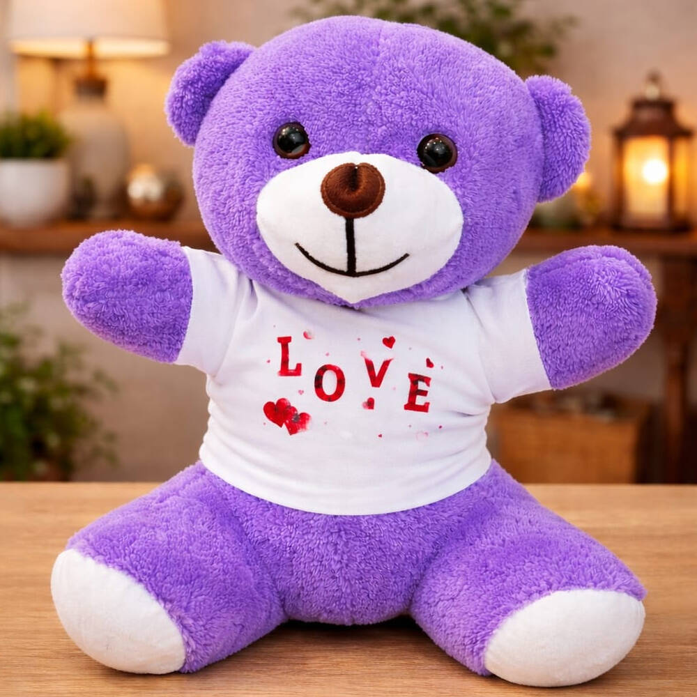 Love Baskılı Tişörtlü Peluş Oyuncak Ayıcık - 1