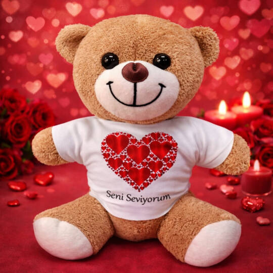 Love Tişörtlü Peluş Ayıcık