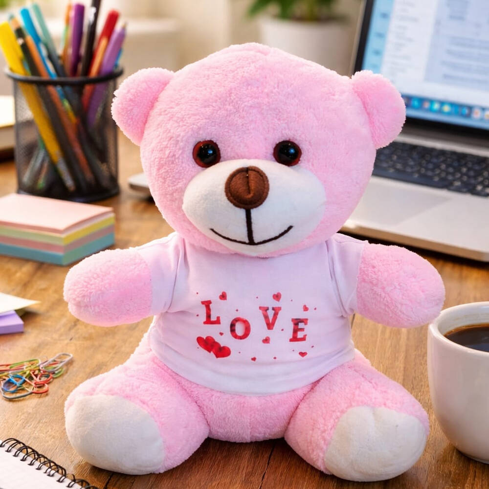 Love Tişörtlü Pembe Ayıcık - 1