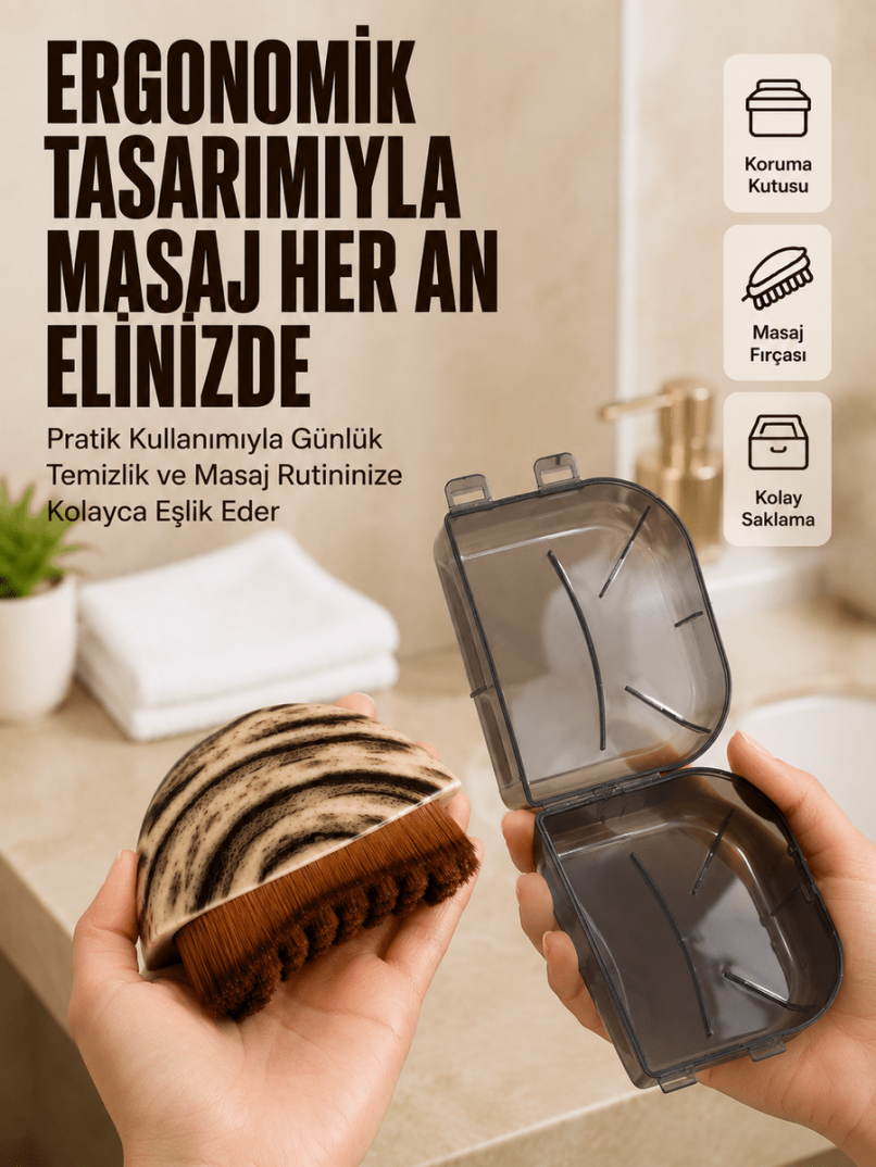 Masaj Fırçası Ahşap Desenli Yumuşak Kıllı Vücut Temizleme ve Banyo Fırçası - 1
