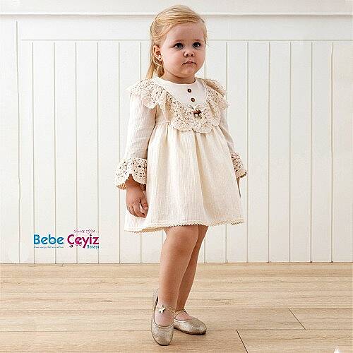 MYMİO BABY Elbise Boncuklu Naturel Kız - 5