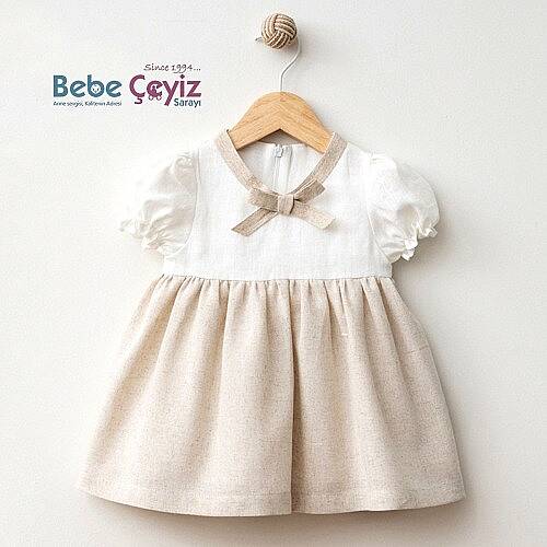 MYMİO BABY Elbise Flamlı Keten - 1